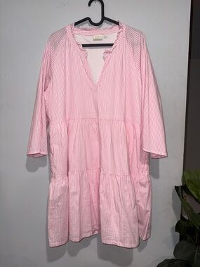 Spartina 449 Pink and White Striped Long Sleeve Dress